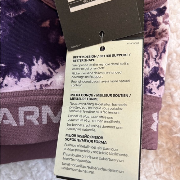 Under Armour Women's Marble Print Crossback Sports Bra - Purple and Black - Picture 7 of 9